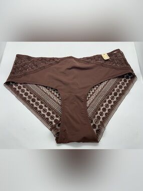Etam Lace-Trim High-Waist Hipster Panty - Chocolate Brown